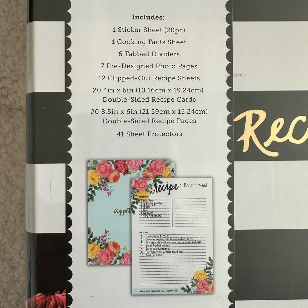 Black and White Striped Recipe Organizer - Recipes